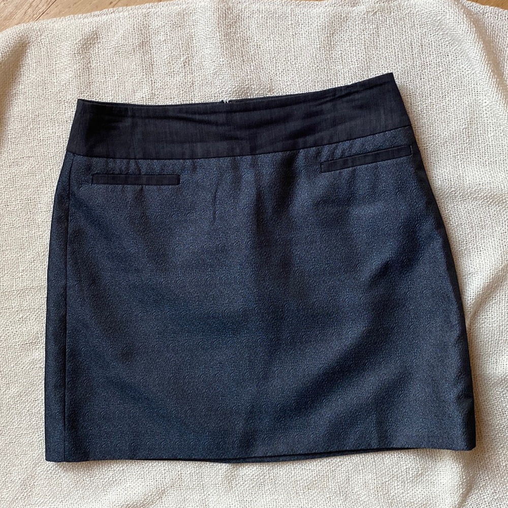 Loft Skirt Womens 6 Navy Blue Short Slash Pockets Cotton Stretch Casual Zip